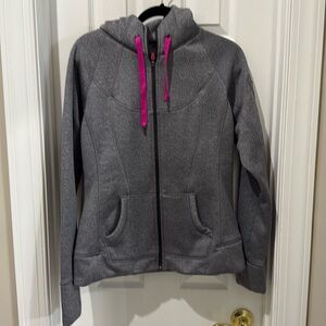 Athleta Home Team Shearling Lined Sweater Size Large Hooded Jacket Full Zip Up